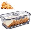 BAIFULAI Contenitore Per Pane In Materiale Pet Per Alimenti Con Registrazione Del Tempo E Valvola D'Aria, Divisori Per Tutti I Tipi Di Ingredienti Da Cucina, 32,5 X 17,5 X 11 Cm