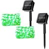 MUXIJIA 2 pezzi di luci a stringa solare per esterni, 22 M / 72 Ft 200 LED Luci a stringa impermeabili Luci a stringa solare a 8 modalità per decorare giardino, patio, cortile, festa (verde)