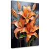 Feeby Stampa su Tela - Quadri Moderni Soggiorno - Quadro Camera Da Letto - Giglio Fiori dipinti arancioni - 20x30 cm - Decorazioni Parete
