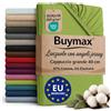 Buymax Lenzuolo con Angoli Stretch Matrimoniale King Size 180x200-200x220 cm per Letti ad Acqua e Boxspring in 98% Cotone Jersey - Colore Mela Verde, per Materassi fino a 35 cm di Altezza