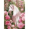 AIRDEA Cavallo bianco Diamond Painting, Peonie rosa Diamond Painting Kit Completo, Diamantini Crystal Art Hobby Creativi Adulti Decorazione per Casa 30x40 cm