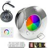 Planetitaly KIT 2 faretti LED 24W incasso box doccia sensoriale bagno turco IP65 cromoterapia luce RGB RGBW 24V centralina smart pannello touch Dimmerabile giochi luce effetti colori RGB+3000K (cromato)