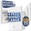 Stringari 4 Sacchi L 80x60 cm - Sacchetti Sottovuoto Vestiti con Spessore 90 Micron - Buste di Qualità Superiore per Piumoni - Sacchi Salvaspazio per Armadi e Cambio Stagione