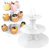 Leismy Alzata per cupcake a 3 livelli, confezione da 2 pezzi, supporto rotondo in carta per torte, per anniversario, battesimo, supporto per pasticceria usa e getta, per compleanno, decorazione per feste di