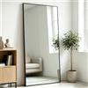 Elemango Specchio a figura intera, 180 x 80 cm, nero a corpo intero, rettangolare da appendere, con telaio in lega di alluminio, montaggio a parete, per vestire soggiorno camera da letto