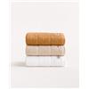 GAMUSI Set di 3 Asciugamani 100% Cotone con Gancio, 50x70 cm, 600g/m², Senape - Beige - Bianco.