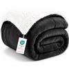 WAVVE Plaid Coperta Sherpa Pile Invernale - 130x150 cm, Nero - Coperta Pelosa Nera Divano/Letto Singolo 150x130 - Microfibra Morbida e Calda