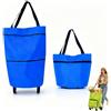 ELMVAR Borsa trolley pieghevole per la spesa, carrello 2-in-1, borsa con ruote portatile e richiudibile per supermercato e lavanderia, in tessuto Oxford impermeabile (Blue)