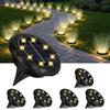 OSDUE 6 pezzi Luci Solari da Giardino, 8 LED Lampade Solare da Terra, IP65 Impermeabile Faretti Solari Esterno, Faretti Sepolta Decorazione per Cortile Prato Vialetto Paesaggio, 60mAh bianca calda