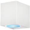 Planetitaly Applique Led da Parete per Esterni, Impermeabile IP65, LED RGBW Multicolore Giochi di Luce, Dimmerabile, Lampadina GU10, Luce Balcone, Terrazza, Ingresso, Patio (Quadrato Bianco, RGBW+3000K)