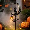 DAZZTIME Lampada da Giardino in Metallo Nero con Gatto di Luna,Decorazione Giardino | Lampada Solare da Giardino a Forma di Zucca Sospesa,Luce solare in metallo impermeabile,per Ornamento di Halloween