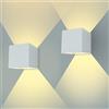 ENCOFT 2pcs 12W Applique Esterno COB LED Moderno, Lampada da Parete per Interno Esterno Applique da Parete Luce Bianco Caldo 3000K, Alluminio Angolo Su e Giù Regolabile IP67 Impermeabile Bianco