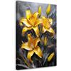 Feeby Quadri Camera Da Letto - Stampa su Tela - Quadro Moderno Soggiorno - Gigli Fiori dipinti gialli - 20x30 cm - Decorazione Da Parete
