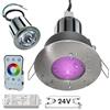 Planetitaly KIT SMART cromoterapia box doccia faretto RGB luce incasso IP65 24V lampada LED 12W centralina WiFi controllo vocale alimentatore RGBW 3000K luce calda (Silver spazzolato, KIT 1 pz)