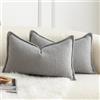 Mandioo 2 Pezzi Copricuscini Colore d'accento Minimalista decorativi Tessitura Fodere per Cuscino Moderne per Casa Soggiorno Camera da Letto per Divano 30 x 50 Grigio chiaro