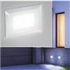 Planetitaly Faretto LED 3W segnapassi vetro IP65 incasso muro scatola 503 luce balcone viale giardino scale gradini 230V (6000K)