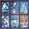 Joeyan 110 Pezzi Adesivi Natalizi per Finestre,9 Fogli Vetrofanie Grandi | Removibili Stickers Natale Bambini Riutilizzabili, Blu Adesivi con Case, Fiocchi di Neve e Palline per Decorazioni Invernali