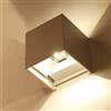 Dell APPLIQUE LED CUBO IMPERMEABILE DA INTERNO ED ESTERNO LAMPADA DA PARETE IN ALLUMINIO DA CON ANGOLO LUCE REGOLABILE UP DOWN BIANCO MODERNO LED A LUCE CALDA UP DOWN