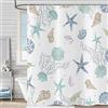 Hnmdmyi Tenda da doccia coste nautiche 150x180, spiaggia stelle marine conchiglia corallo tenda da bagno oceano vita marina impermeabile poliestere tessuto lavabile tenda da bagno con ganci
