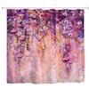 A.Monamour Tenda da Doccia Impermeabile In Poliestere Tessuto Rosa Viola Colore Glicine Fiori Pittura Ad Acquerello Bokeh Viola Sfondo Floreale Floral Antimuffa Tenda della Vasca da Bagno