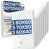 Stringari 9 Sacchi: 3 L 80x60-3 M 70x50-3 S 60x40 - Sacchetti Sottovuoto Vestiti con Spessore 90 Micron - Buste di Qualità Superiore per Piumoni - Sacchi Salvaspazio per Armadi e Cambio Stagione