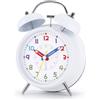 Kssvzz Sveglia Bambini con Numeri Fosforescenti, Sveglia per Bambini | Sveglia per Bambini, Funzionamento Silenzioso senza Ticchettio, Ideale per Sonno Pesante, Adulti e Bambini (Bianca)