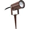 Planetitaly Faretto SPOT picchetto orientabile IP65 LED GU10 8W segnapassi bianco nero corten impermeabile luci giardino alberi 230V (Colore Marrone, Luce 4000K)