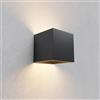 Planetitaly Lampada a parete Applique Cubo LED IP65 per interno/esterno 12W Regolabile 1000 lumen Moderno Alluminio (Nero, Luce Naturale 4000K)