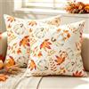 Brylleii Set di 2 Federe Cuscini Divano Autunno Moderno Fodera per Cuscino | 40x40 Lino Copricuscino Decorazione Autunnale Foglia Acero Motivo Zucca Federe per Soggiorno Camera Balcone
