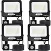 Aigostar 20W Faretto LED da Esterno con Sensore di Movimento,4 pezzi,1650 LM,Bianco Naturale 4000K,IP65 Impermeabile Faretti Led per Interno,Giardino, Cortile,Patio,Garage