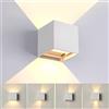 Planetitaly Applique da Parete Interno 12W Lampada da Parete Angolo del Fascio Regolabile su e Giù Bianco Applique da Esterno IP65 Impermeabile 4000K Bianco Naturale