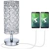 OVIFM Lampada da comodino in cristallo,Tomshine Lampada da Tavolo in Cristallo con 2 Porte di Ricarica USB,Lampada da Tavolo Decorativa/Lampada da Notte/Lampade da Tavolo per Camera da Letto