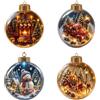 Generic 4 decorazioni natalizie luminose a forma di diorama, scena natalizia in | Ornamento a sfera con luce a LED con scena invernale 3D per albero di Natale, caminetto, decorazione per mensole e regali di