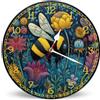 Horienteeon Orologio da parete da cucina con api e farfalle ad acquerello, funzionamento a batteria, 25 cm, stile rustico, retrò, decorativo, orologio da parete per casa, camera da letto, bagno