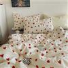 Koudi, set di biancheria da letto a forma di cuore, 140 x 200, rosso, per ragazze, in microfibra, con cuoricini bianchi, copripiumino reversibile con federa da 70 x 90 cm, con chiusura lampo