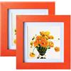 Mochose Cornici per foto quadrate in MDF arancione da 12,7 x 12,7 cm, per foto 8,9 x 8,9 cm con tappetino o 12,7 x 12,7 cm senza tappetino, set di 2 con vetro acrilico per montaggio a parete e piano scrivania