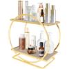UHDUIG Organizer per trucco, scaffale per cosmetici, oro per toeletta e bagno, ordine e cura per donne e fan del beauty, 28x15.5x28.5cm