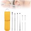 JABALUX Pulitore per le orecchie, set di strumenti per la pulizia delle orecchie, kit per la pulizia delle orecchie, set di strumenti portatili per la pulizia del cerume a spirale (Giallo)