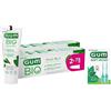 GUM Dentifricio GUM BIO | Biologico e vegano certificato | 99% ingredienti naturali | Gusto menta delicato | Protezione carie | 2x75ml + 1 campione omaggio