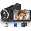 Delmodes Videocamera 2.7K 56MP con luce di riempimento a LED per YouTube