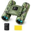 Hapdumd Mini binocolo 8x21, piccolo binocolo compatto e leggero, per adulti e bambini, pieghevole, con borsa per il trasporto, ideale per bird watching, escursionismo e sightseeing, mimetico