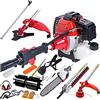Dealourus - Utensile multifunzione 5 in 1 da giardino, tosaerba a benzina, tagliasiepi, decespugliatore, motosega, tagliabordi, potatore, moto-scopa, asta estendibile