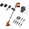 LED LEDS Decespugliatore a Batteria Tagliabordi Elettrico 1000W Tagliaerba con 2 Batterie 3000 mAh 3 Tipi lame, Altezza e Angolazione regolabili, Per Il Taglio Di Giardini, Prati E Terreni
