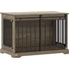 PawHut Casetta per cani con porta scorrevole e tavolino, 100x60x68 cm, Grigio e Marrone Chiaro | Aosom Italy