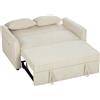 HOMCOM Divano letto 2 posti 3 in 1 clic clac in ciniglia, schienale regolabile, 142 cm, Beige | Aosom Italy