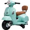 AIYAPLAY Moto elettrica per bambini Mini Vespa GTS con 2 rotelle, faro, clacson e schienale, Verde | Aosom Italy