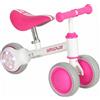 AIYAPLAY Bici senza pedali per bambini 1-2 anni con ruota luminosa e 3 ruote EVA, 51x22x36 cm, Rosa | Aosom Italy