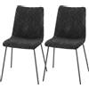 HOMCOM Set 2 sedie da pranzo imbottite in velluto con schienale incurvato, Grigio Scuro | Aosom Italy
