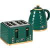 HOMCOM Set 2 in 1 tostapane e bollitore con 7 livelli, scongelamento e riscaldamento, Verde | Aosom Italy