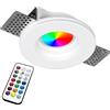 Planetitaly Faretto tondo gesso lampada LED RGB RGBW 6W incasso scomparsa foro 10 luce multicolore 230V con telecomando (RGBW+3000K)